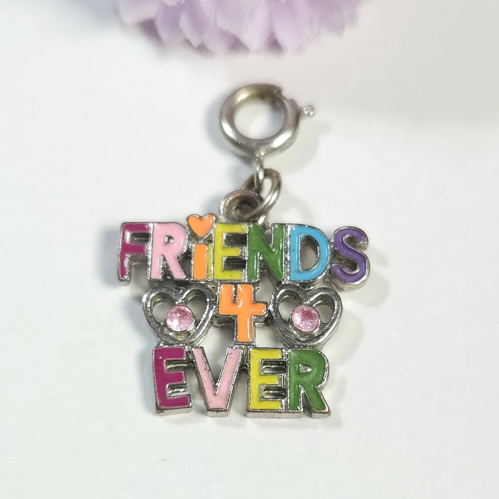 Vintage Rainbow Colors Friends 4 Ever Crystal Pendant Charm Jewelry Making - Picture 3 of 8